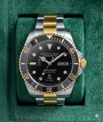 Montre bracelet en acier inoxydable R1 style plongée avec cadran et guichet de date