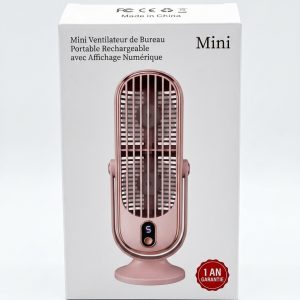 Mini ventilateur de bureau portable rechargeable avec affichage numérique