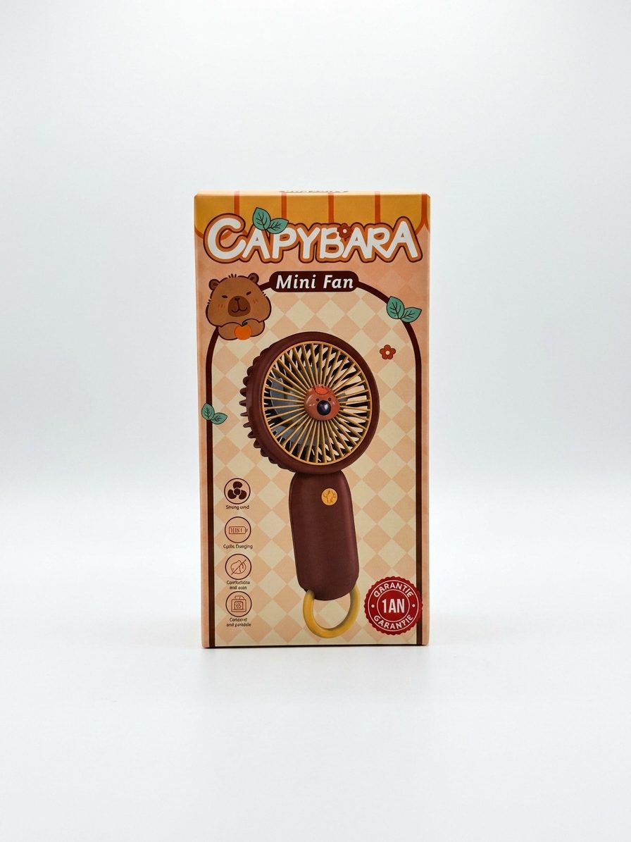 Mini Ventilateur Capybara Portable Rechargeable Mini ventilateur portable rechargeable design Capybara couleur marron