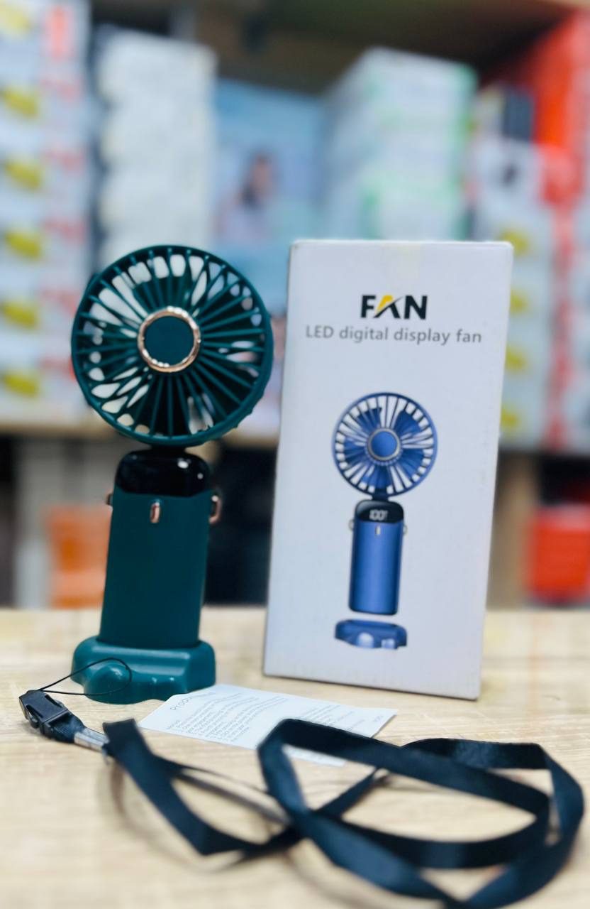 Mini Ventilateur Portable avec Écran LED Numérique Mini ventilateur portable avec écran LED numérique et socle de bureau