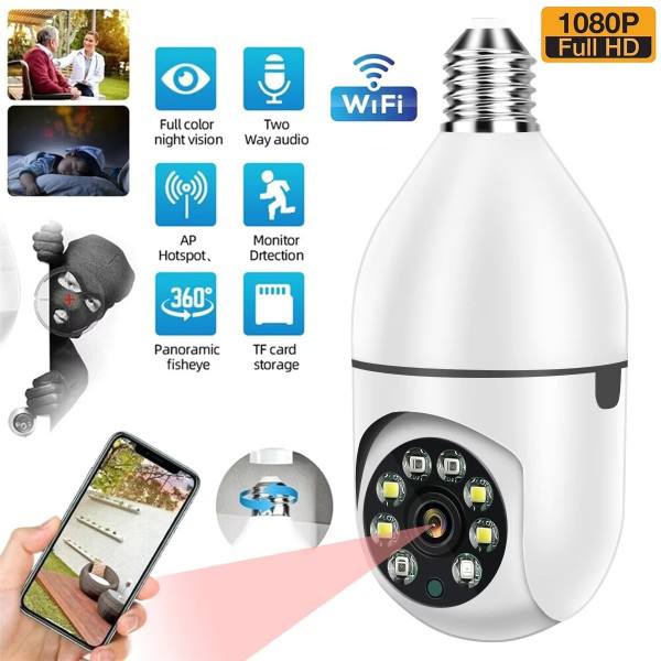 Caméra de Surveillance WiFi Format Ampoule E27 Caméra de surveillance WiFi format ampoule E27 blanche