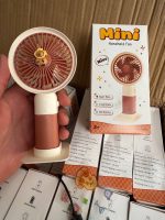 Mini ventilateur portable rechargeable USB rose et blanc modèle NO.202-4