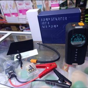 Booster de batterie et compresseur d'air 2-en-1 avec pinces et accessoires