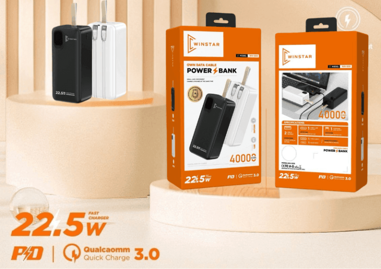 Power Bank Winstar WN-009 40000mAh 22.5W avec câbles intégrés