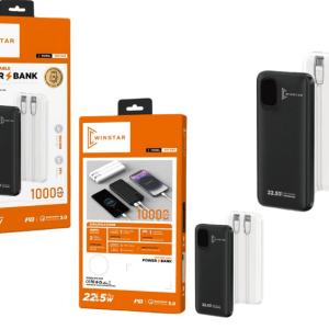 Power Bank Winstar WN-006 10000mAh 22.5W avec câbles intégrés
