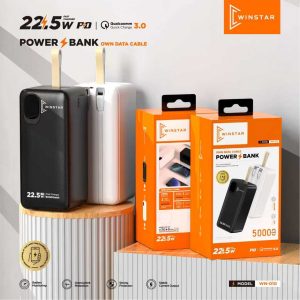 Power Bank 50000mAh Winstar WN-010 noir avec câbles intégrés et affichage numérique