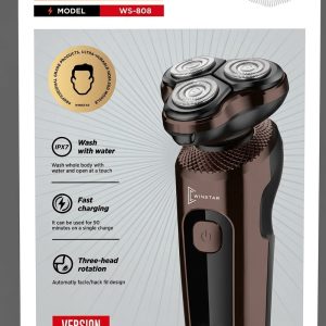 Rasoir Électrique Winstar WS-808 à 3 Têtes Rotatives