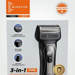 Rasoir Électrique Winstar WS-101 3-en-1 avec Tondeuses