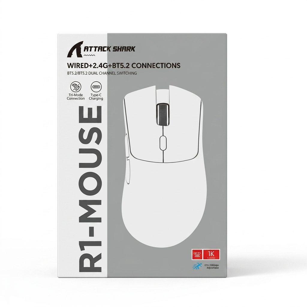 Souris Gaming Sans Fil Attack Shark R1 Tri-Mode Souris Gaming Attack Shark R1 Tri-Mode Sans Fil
