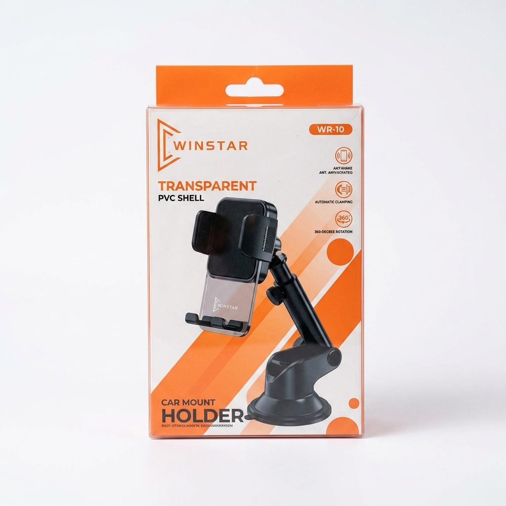 Support téléphone voiture Winstar WR-10 avec bras articulé et coque en PVC transparent