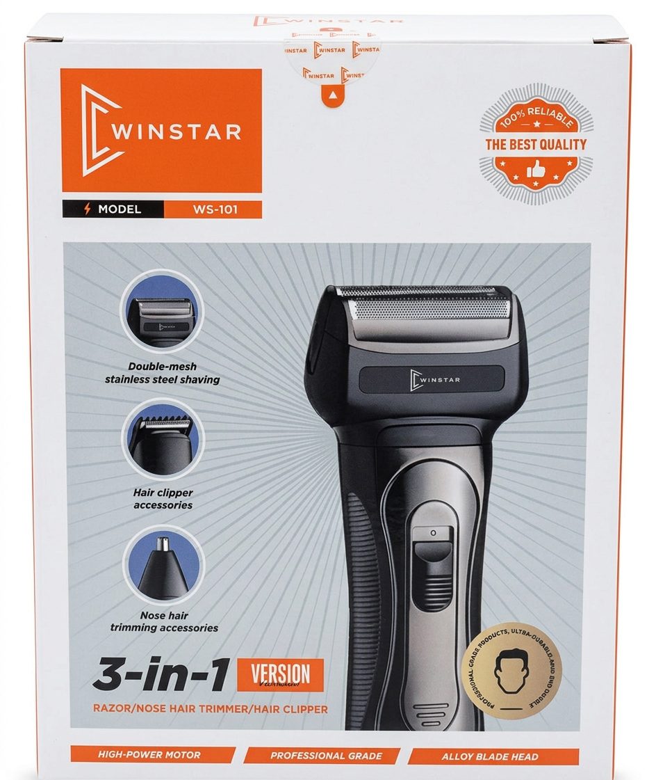Rasoir Électrique Winstar WS-101 3-en-1 Rasoir Électrique Winstar WS-101 3-en-1 avec Tondeuses
