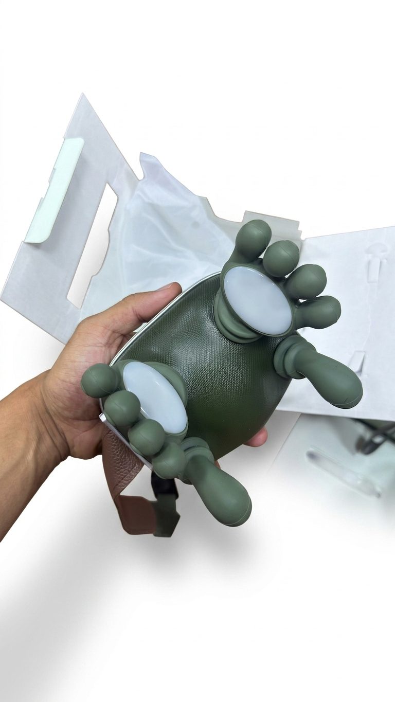 Masseur électrique portable à têtes rotatives en silicone Masseur électrique portable à têtes rotatives en silicone couleur vert
