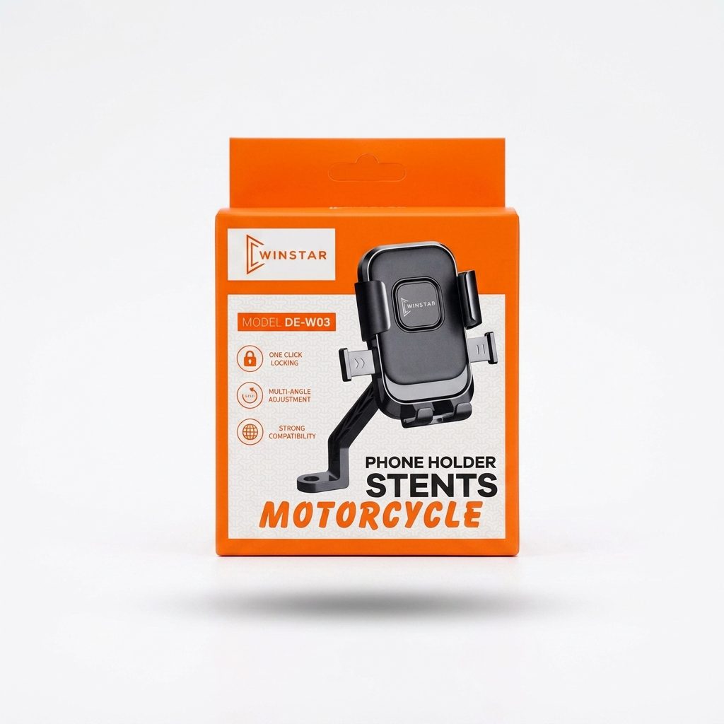 Support Téléphone Moto Winstar DE-W03 avec Verrouillage Rapide Support téléphone moto Winstar DE-W03 fixé sur rétroviseur