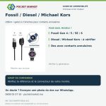 Chargeur magnétique USB pour montre connectée Fossil Gen 4, 5, 5E et 6