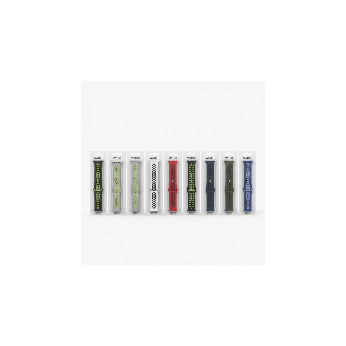 سوار ساعة رياضي مثقوب 20 مم - سيليكون مسامي للرجال والنساء Bracelet sport en silicone 20 mm perforé