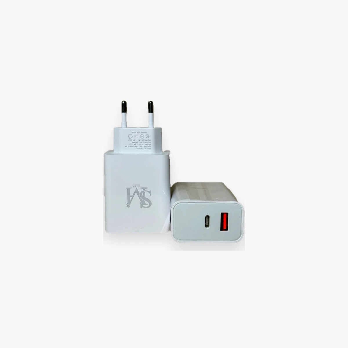 شاحن حائط سريع SM M9AC SOBA - USB-C و USB-A - أبيض Chargeur sm m9ac Soba USB-C USB a Maroc