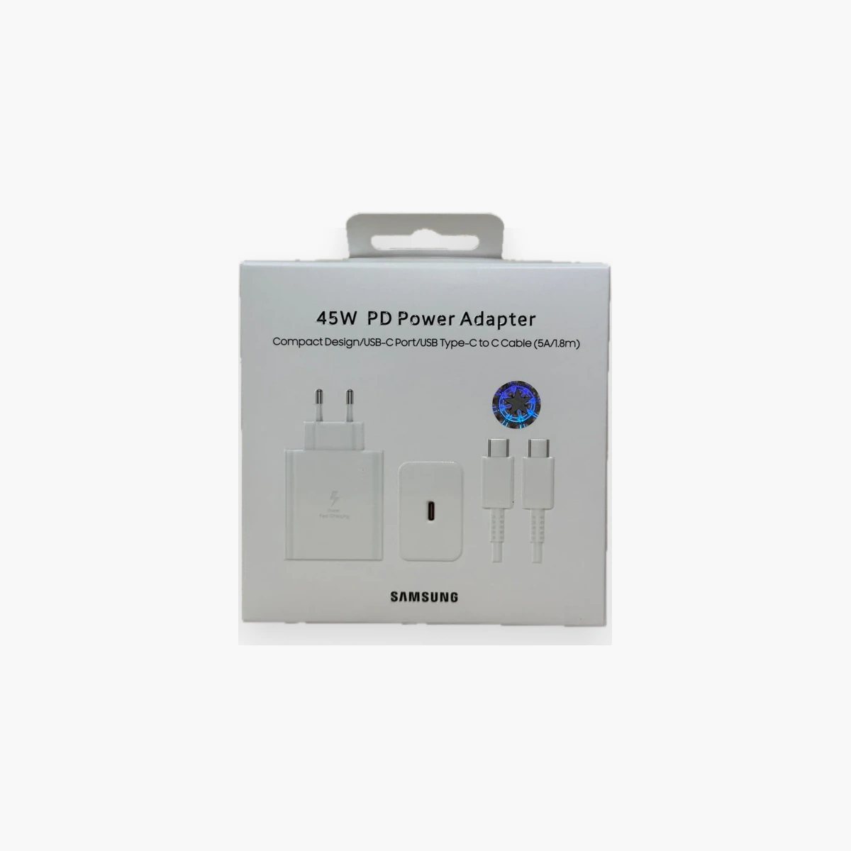 شاحن سامسونج أصلي 45 واط PD مع كابل USB-C إلى USB-C (5A/1.8m) - شحن سريع Chargeur Samsung 45 PD USB-C 5a 1 8m Maroc