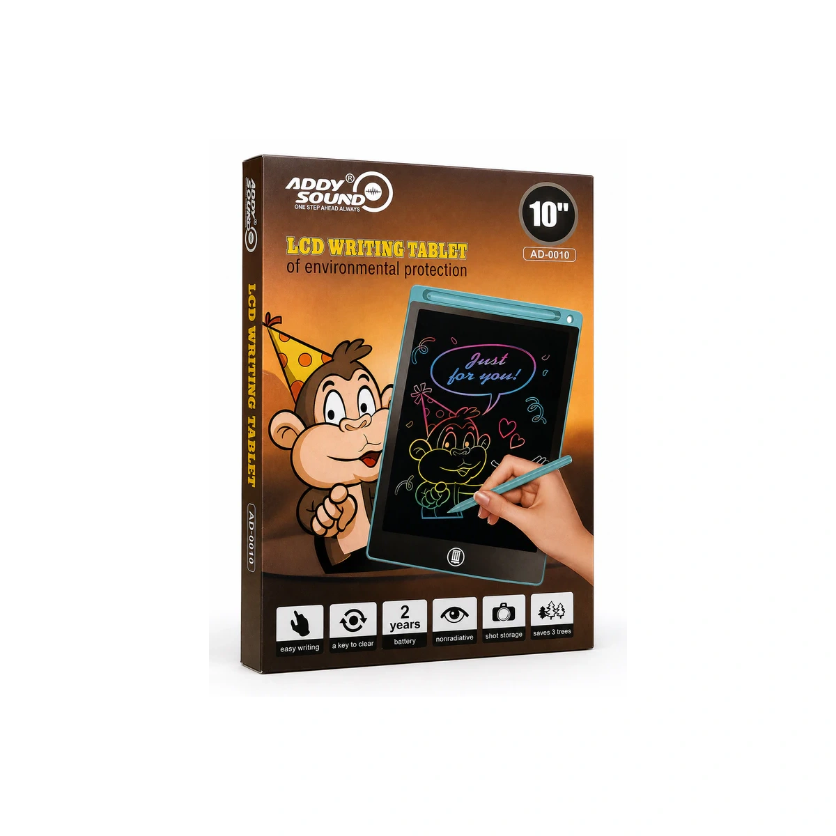 لوحة كتابة LCD 8.5 بوصة AD-0010 للأطفال - صديقة للبيئة وقابلة لإعادة الاستخدام Tablette d'écriture LCD 10 pouces Addy Sound AD-0010 avec stylet