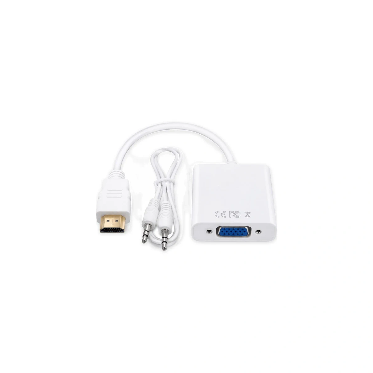 محول HDMI إلى VGA 1080P مع صوت 3.5 مم - محول فيديو للكمبيوتر، الكونسول، وصندوق التلفزيون Adaptateur HDMI vers VGA blanc avec câble audio jack 3.5mm