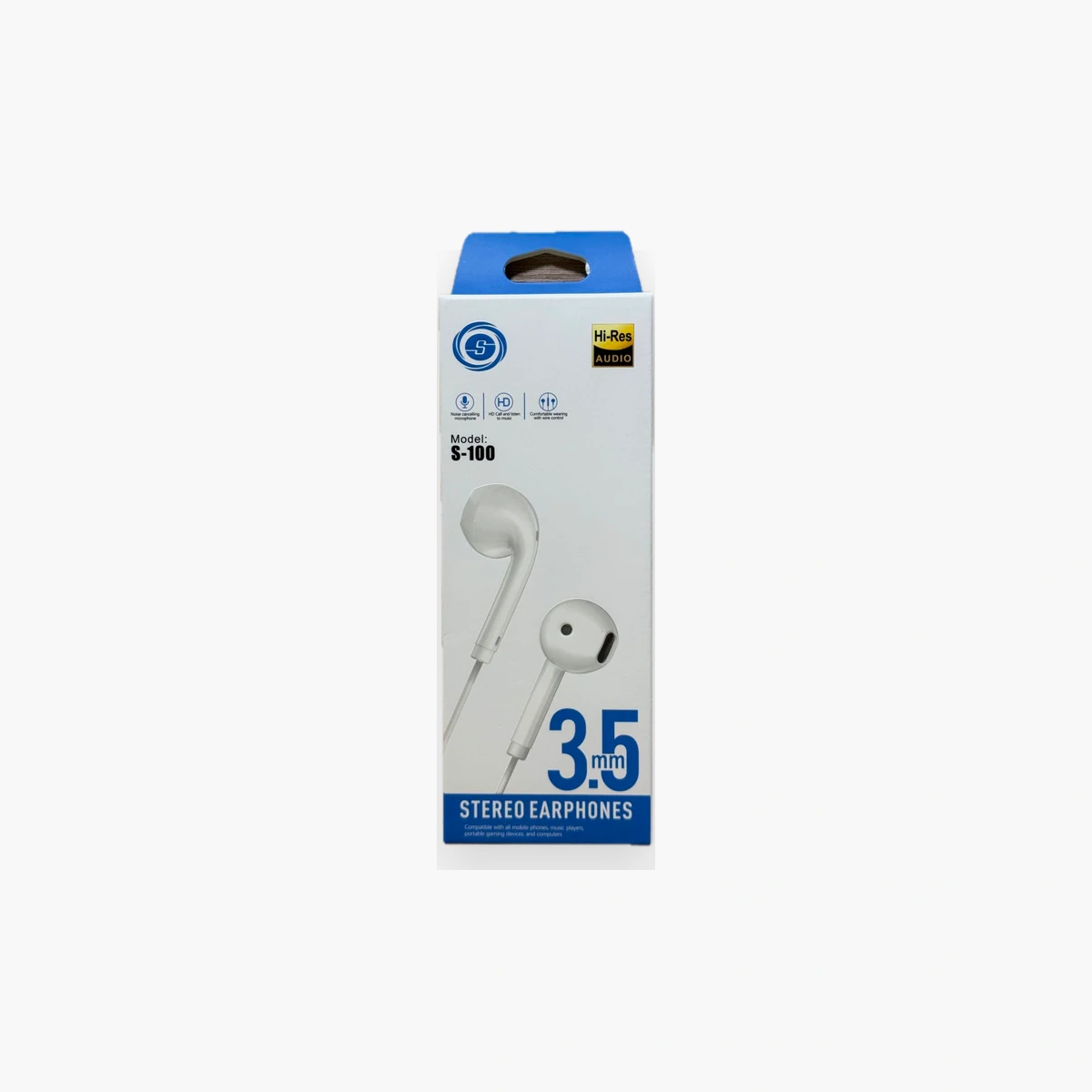 KIT S100 STEREO EARPHONE 3,5mm Écouteurs filaires stéréo KIT S100 jack 3,5 mm blanc