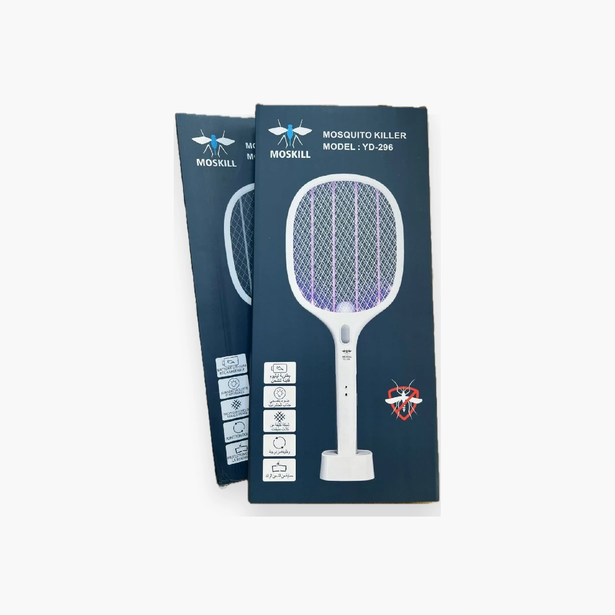 MosQUITO KILLER Raquette anti-moustiques électrique MOSKILL YD-296 avec base de recharge