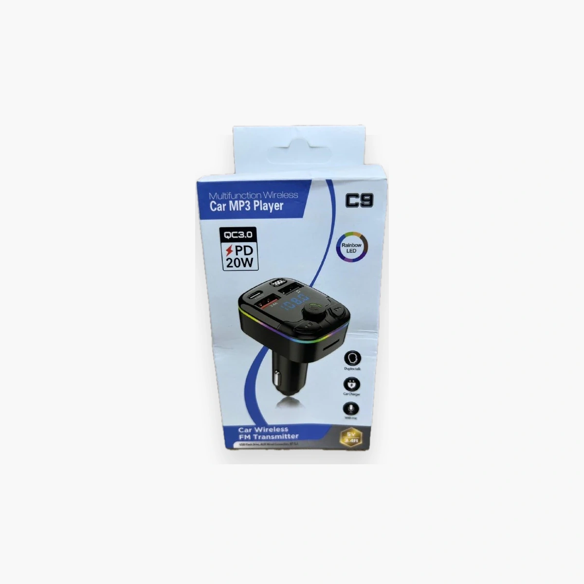 MP3 car 20W Transmetteur FM Bluetooth C9 pour voiture avec chargeur 20W