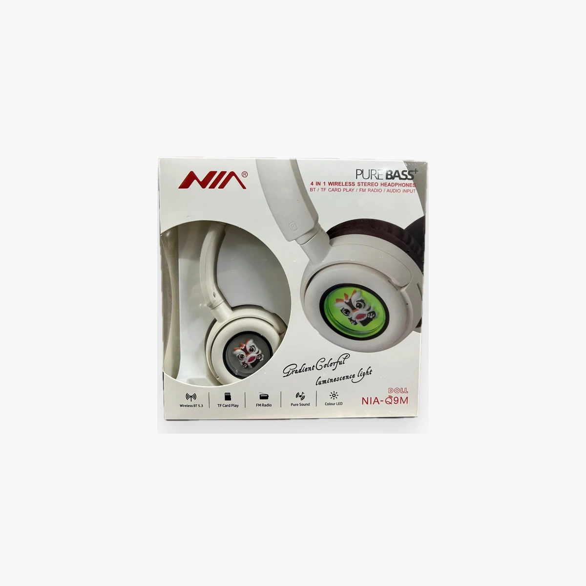 NIA-Q9N Casque Bluetooth NIA-Q9M à éclairage LED et arceau pliable