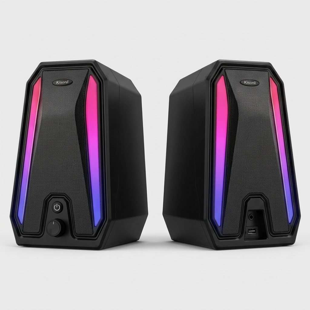 Enceinte Speaker Kisonli X10 (ERY-BAF-PC-KISONLI-X10) Studio Paire d'enceintes PC Kisonli X10 stéréo USB avec éclairage RGB