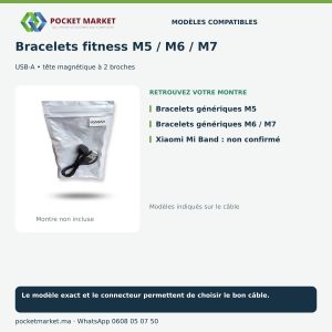 Bracelets fitness M5 M6 M7 : Bracelets génériques M5, Bracelets génériques M6 / M7, Xiaomi Mi Band : non confirmé