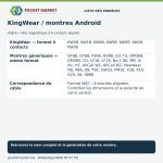 KingWear et montres Android à 4 contacts — liste détaillée. Noms et variantes des montres présentés dans le tableau de la fiche produit.