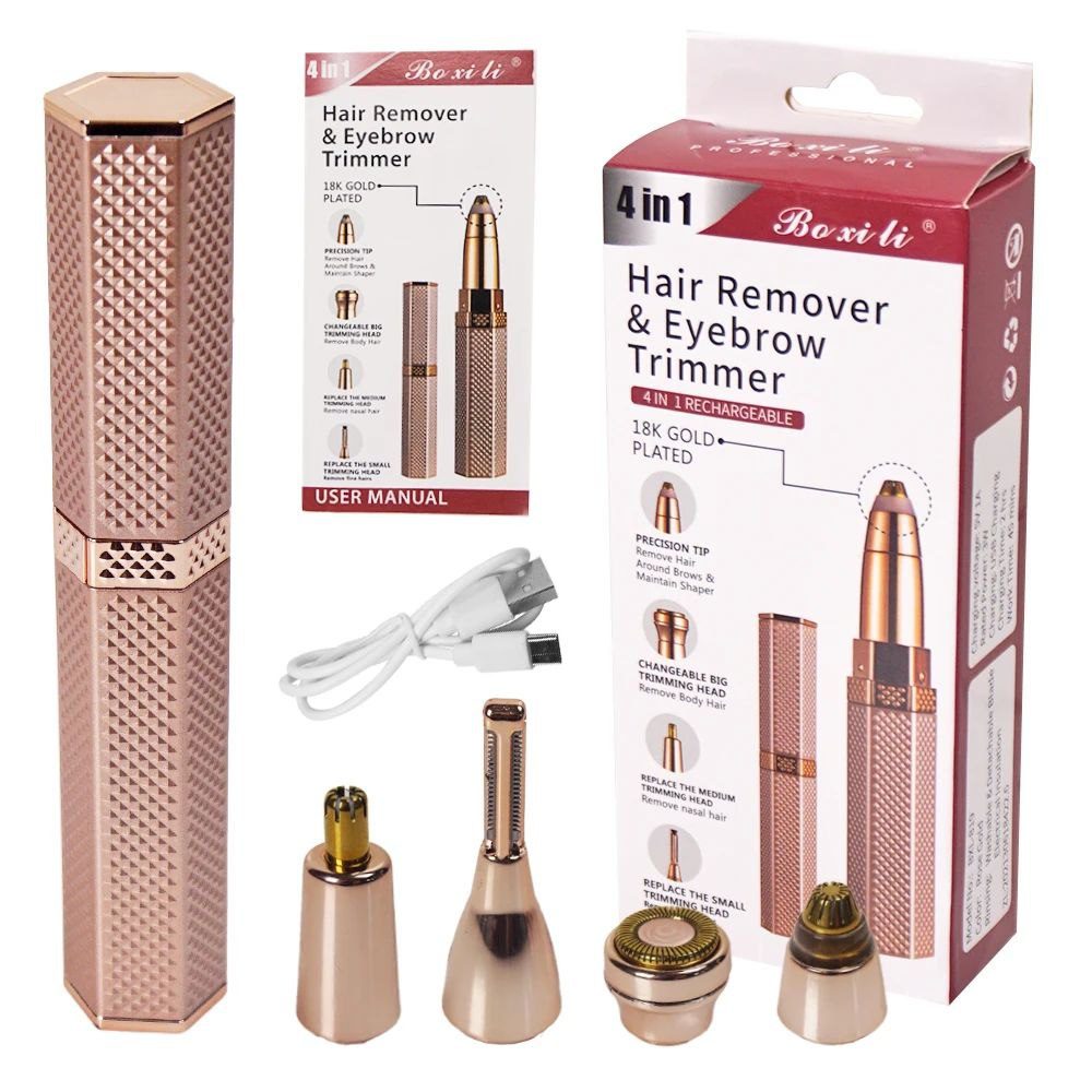 Épilateur & Tondeuse Sourcils 4 en 1 Rechargeable Bo xi li