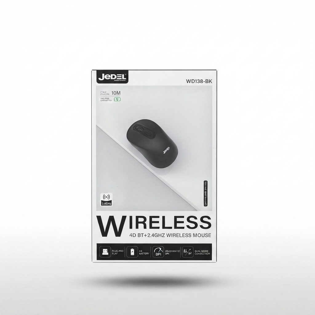 Souris sans fil Jedel WD138-BK Dual Mode 2.4GHz et Bluetooth Souris sans fil Jedel WD138-BK noire double mode Bluetooth et 2.4GHz