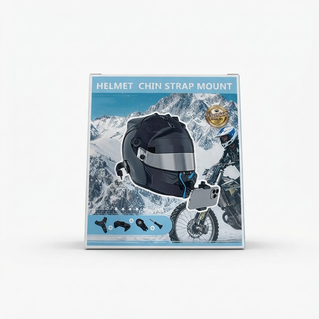 Support Mentonnière pour Casque Moto - Helmet Chin Strap Mount Support de mentonnière pour casque moto avec pince smartphone et adaptateur