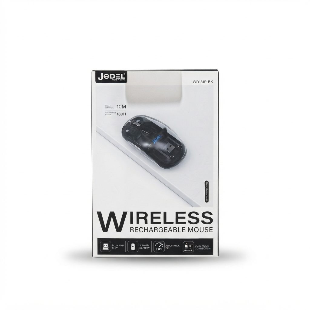 Souris sans fil rechargeable Jedel WD131P-BK Souris sans fil rechargeable Jedel WD131P-BK coque transparente