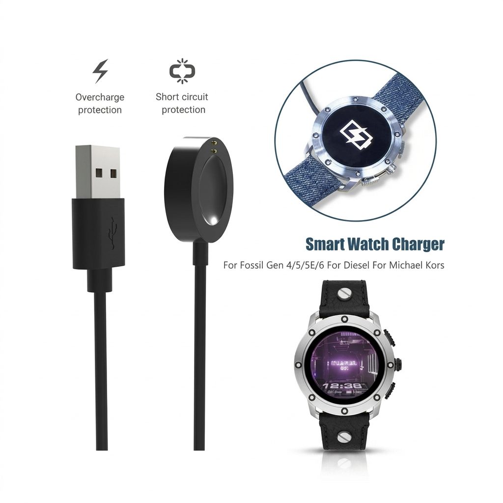Chargeur Fossil Gen 4, 5, 5E et 6 – câble magnétique USB Chargeur magnétique USB pour montre connectée Fossil Gen 4, 5, 5E et 6