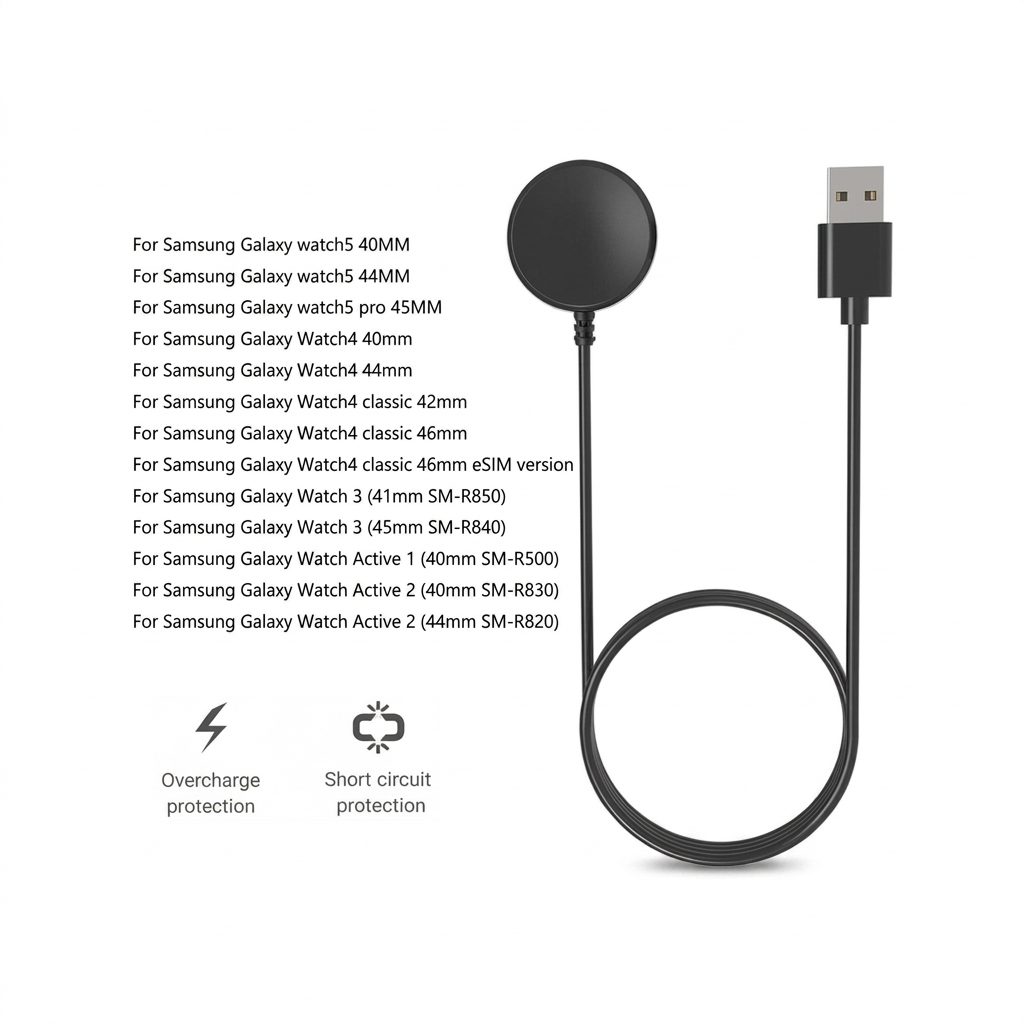 Chargeur USB-A pour Samsung Galaxy Watch 3, 4, 5 et 5 Pro – Modèles Active et Active 2 compatibles