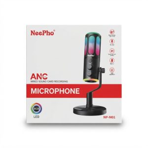 Microphone NeePho NP-M01 avec réduction de bruit ANC et éclairage RGB